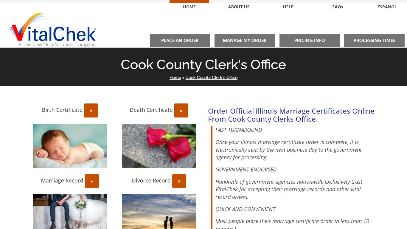 Cook County (IL) Marriage Certificates | Order Records - VitalChek